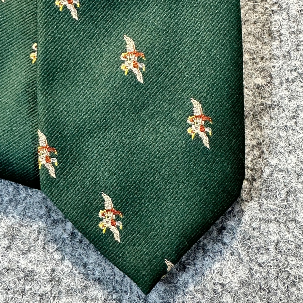 VTG Resilio Tie Mens OS Green Mallard Duck Embroidered Silk Blend Preppy Hunting